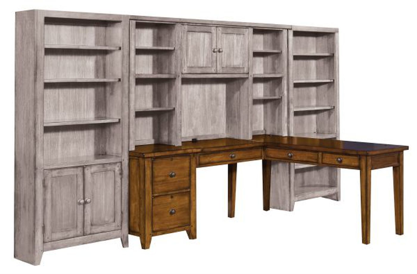 Aspen Cross Country Modular LDesk with File Mathis Brothers Furniture